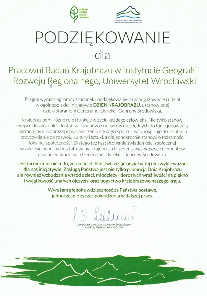 podziękowanie od GDOŚ